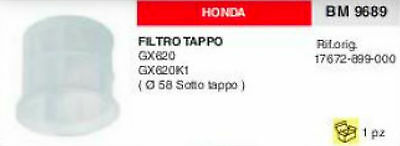 17672899000 FILTRO SERBATOIO BENZINA SOTTOTAPPO HONDA GX 620 K1 Ø 58