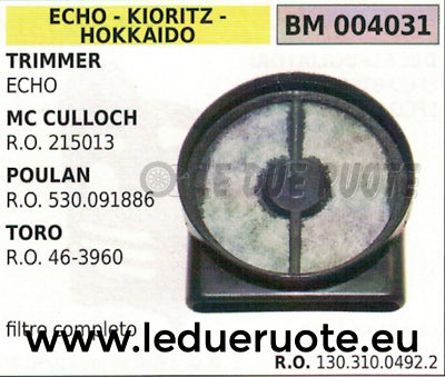 13031004922 FILTRO ARIA COMPLETO TRIMMER DECESPUGLIATORE TOSAERBA ECHO
