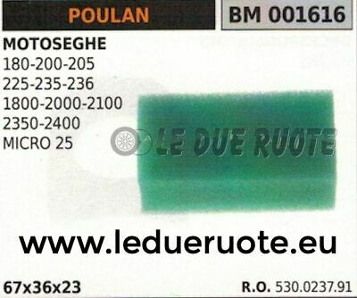 530023791 SPUGNA FILTRO ARIA MOTOSEGA POULAN 180 200 205 225 235 236 67x36x23