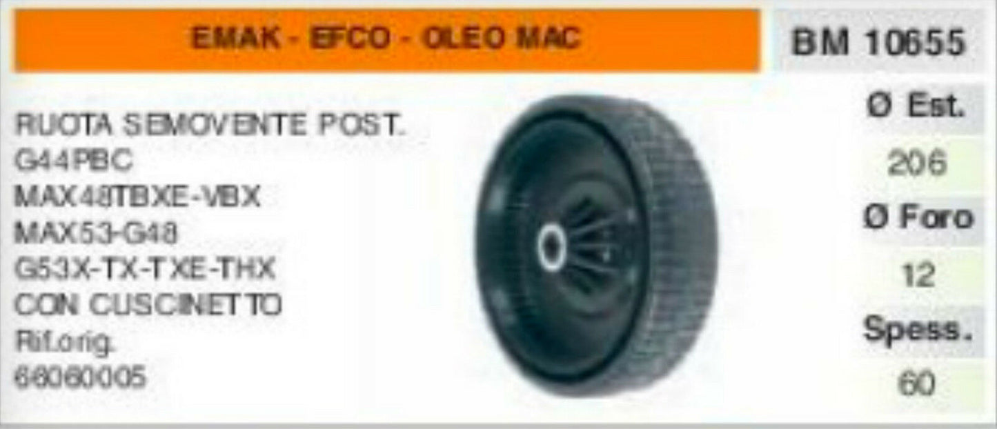 66060005 RUOTA RASAERBA tosaerba SEMOVENTE POSTERIORE EMAK EFCO OLEOMAC
