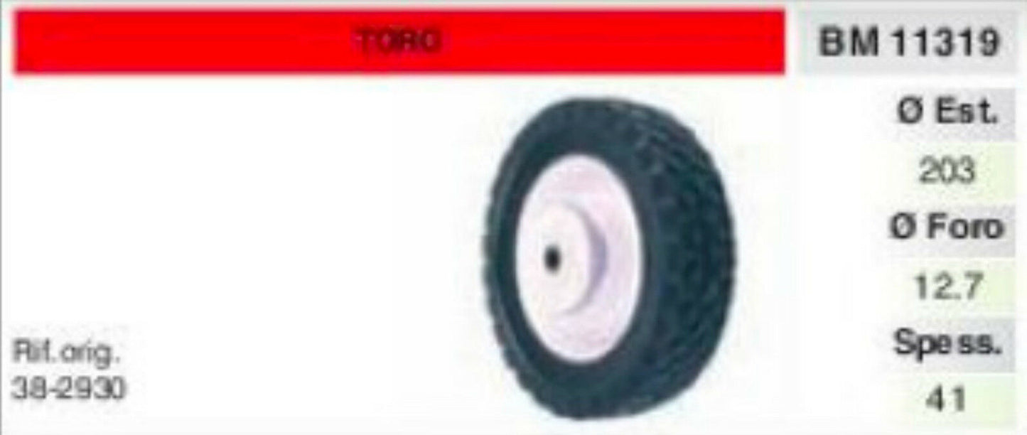 38-2930 RUOTA RASAERBA tosaerba TORO Ø 203 spessore 41 FORO Ø 12.7