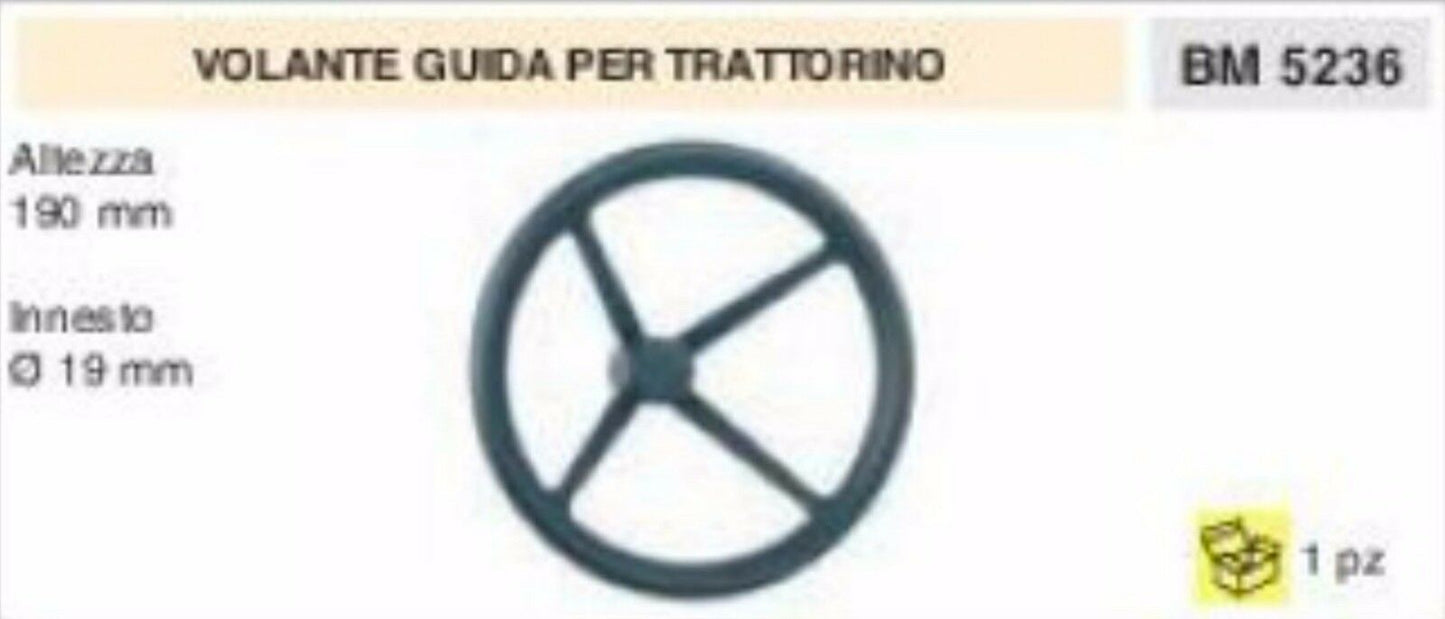 VOLANTE GUIDA PER TRATTORINO RASAERBA UNIVERSALE sterzo Ø 19mm H 190mm