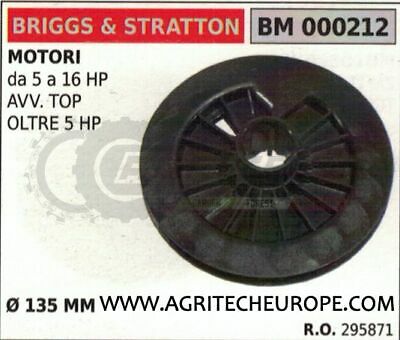 295871 PULEGGIA AVVIAMENTO MOTORE BRIGGS & STRATTON DA 5 A 16 HP Ø135 mm