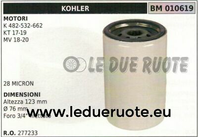 277233 FILTRO OLIO MOTORE KOHLER K 482 532 662 KT 17 19 MV 18 20 123x76 3/4"