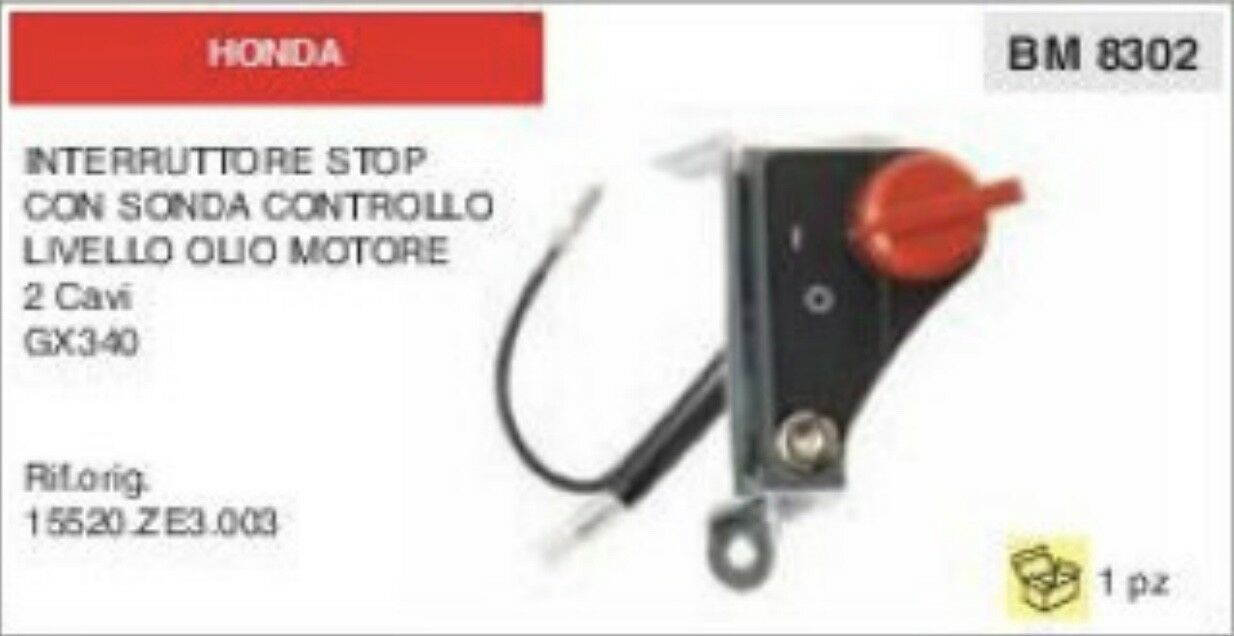 INTERRUTTORE TIPO STOP CON SONDA CONTROLLO OLIO MOTORE HONDA GX340 2 cavi