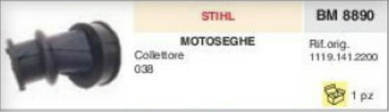 11191412200 COLLETTORE ASPIRAZIONE FLANGIA TERMICA MOTOSEGA STIHL 038 ADATTABILE