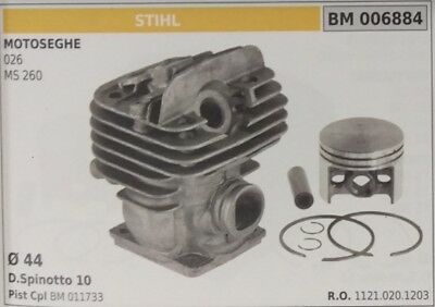11210201203 CILINDRO E PISTONE COMPLETO MOTOSEGA STIHL 026 MS260 Ø 44