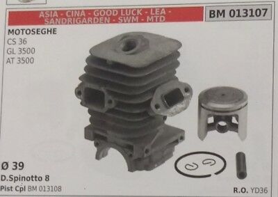 CILINDRO PISTONE COMPL MOTOSEGA CINESE IMPORTAZIONE SANDRIGARDEN CS36 GL AT 3500