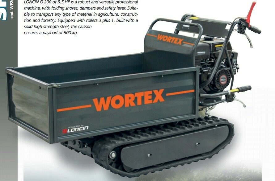 MOTOCARRIOLA CINGOLATA PROFESSIONALE WORTEX SFL 500 MOTORE LONCIN G252 8HP BENZINA