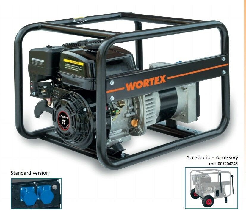 GENERATORE DI CORRENTE BENZINA gruppo elettrogeno 4T 196cc 6,5HP 4 KVA WORTEX