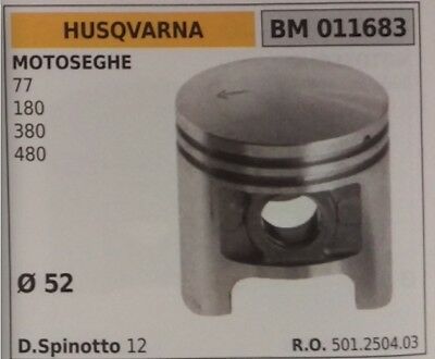501250403 PISTONE COMPLETO DI FASCE E SPIN MOTOSEGA HUSQVARNA 77 180 380 480 Ø52