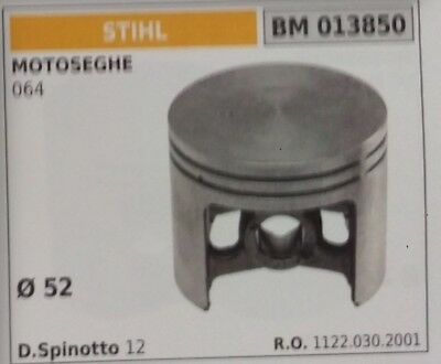 11220302001 PISTONE COMPLETO DI SEGMENTI E SPIN MOTOSEGA STIHL 064 Ø52