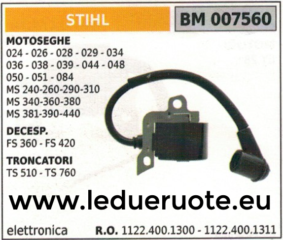 11224001311 11224001300 BOBINA ELETTRONICA MOTOSEGA STIHL MS 360 380 381 390 440