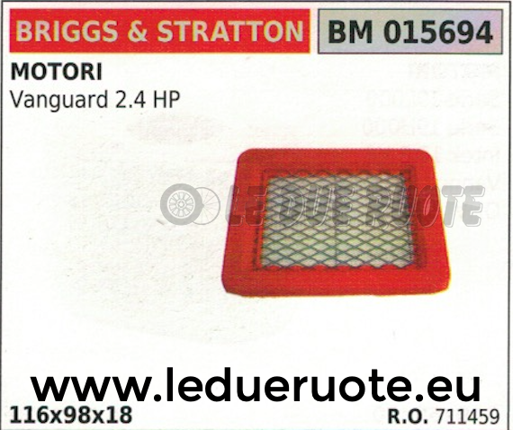 711459 FILTRO ARIA MOTORE BRIGGS & STRATTON VANGUARD 2.4 HP 116x98x18