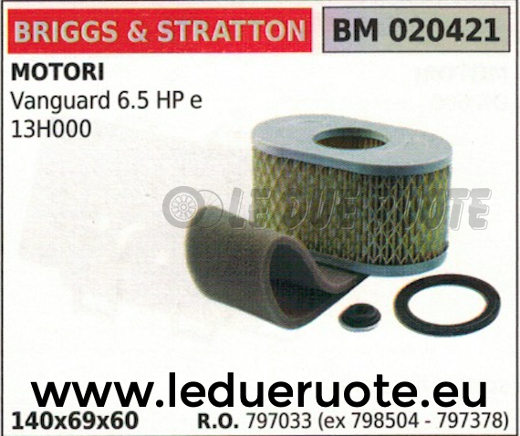 797033 798504 FILTRO ARIA BRIGGS & STRATTON VANGUARD 6.5HP 13H000 140x69x60