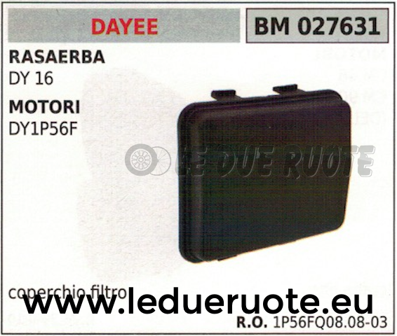 COPERCHIO SCATOLA FILTRO ARIA RASAERBA TOSAERBA DY16 MOTORE DAYEE DY1P56F
