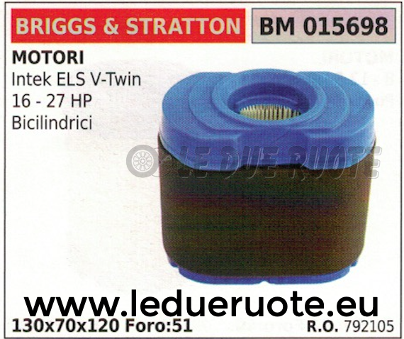 792105 FILTRO ARIA MOTORE BRIGGS & STRATTON INTEK ELS V-TWIN 16 27 HP 130x70x120