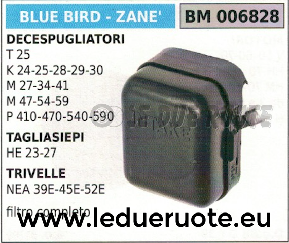 FILTRO ARIA COMPLETO DECESPUGLIATORE BLUE BIRD ZANE' T 25 K 24 25 28 29 30 M 27