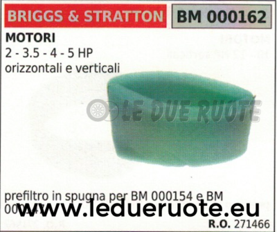 271466 SPUGNA FILTRO ARIA MOTORE BRIGGS & STRATTON 2 3,5 4 5 HP Ø EST