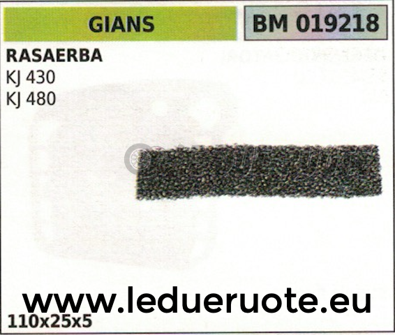 SPUGNA FILTRO ARIA RASAERBA TOSAERBA TAGLIAERBA GIANS KJ 430 480 110x25x5