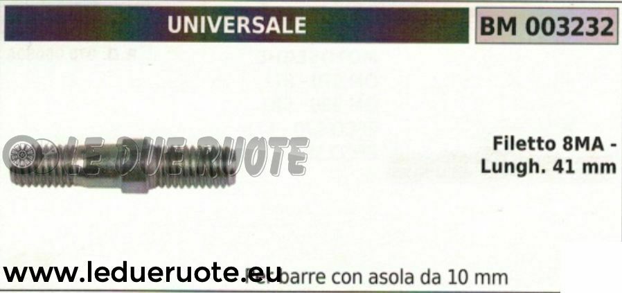 PRIGIONIERO BULLONE 41mm BARRA MOTOSEGA UNIVERSALE CON ASOLA DA 10 FILETTO 8MA