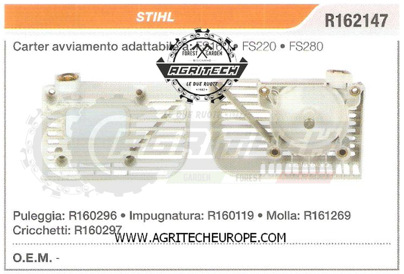 R162147 CARTER AVVIAMENTO COMPLETI DECESPUGLIATORE STIHL FS160 AVVIATORE