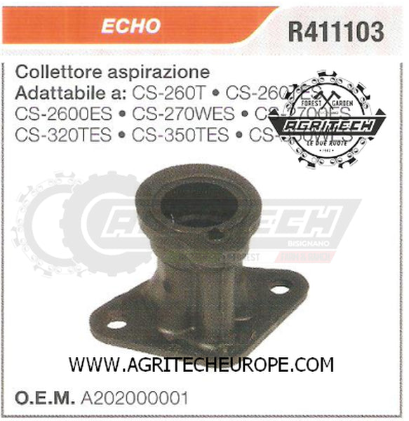 A202000001 COLLETTORE FLANGIA TERMICA MOTOSEGA ECHO CS-270WES CS-2600ES
