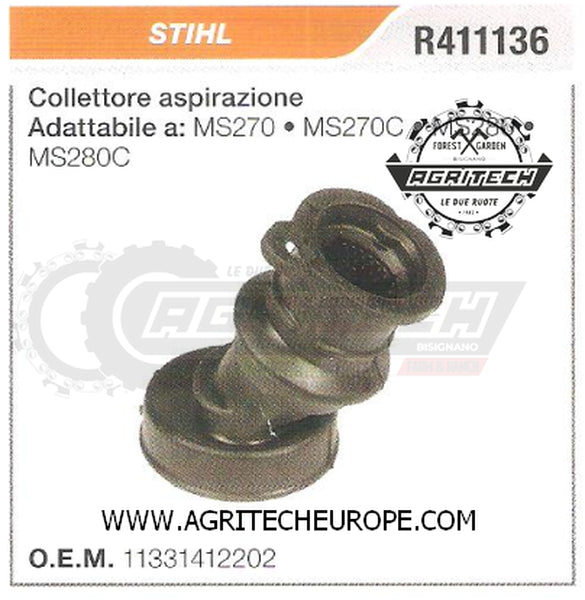 11331412202 COLLETTORE FLANGIA TERMICA MOTOSEGA STIHL MS270 MS270C MS280 MS280C