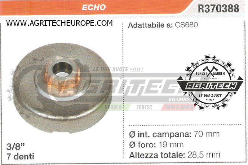 R370388 OREGON PIGNONE CAMPANA FRIZIONE MOTOSEGA ECHO CS680 3/8" 7 DENTI