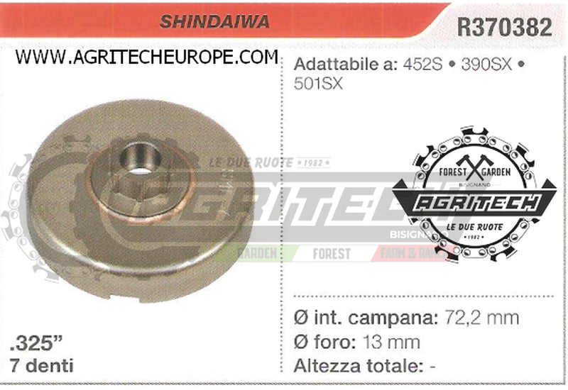 R370382 OREGON PIGNONE CAMPANA FRIZIONE MOTOSEGA SHINDAIWA 452S .325" 7 DENTI