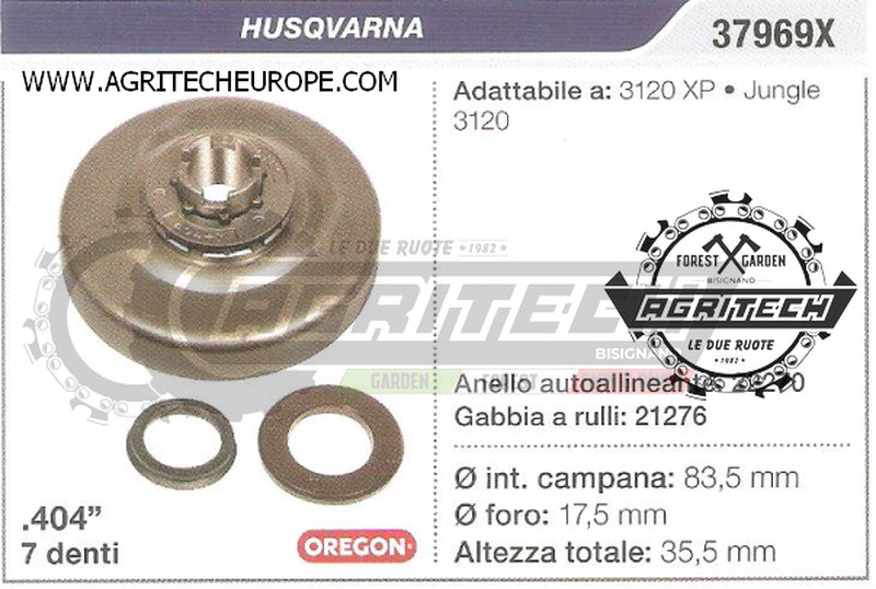 37969X OREGON PIGNONE CAMPANA FRIZIONE MOTOSEGA HUSQVARNA 3120 XP .404" 7 DENTI