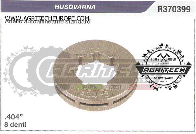 R370399 OREGON PIGNONE CAMPANA FRIZIONE MOTOSEGA HUSQVARNA ANELLO .404" 8 DENTI