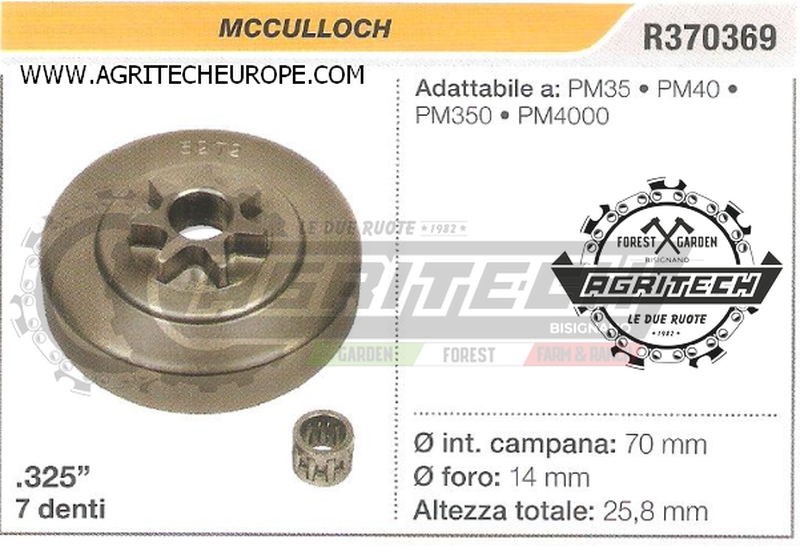 R370369 OREGON PIGNONE CAMPANA FRIZIONE MOTOSEGA MCCULLOCH PM350 .325" 7 DENTI