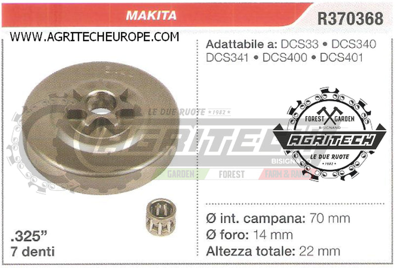 PIGNONE CAMPANA FRIZIONE MOTOSEGA MAKITA DCS400 3/8" 7 DENTI