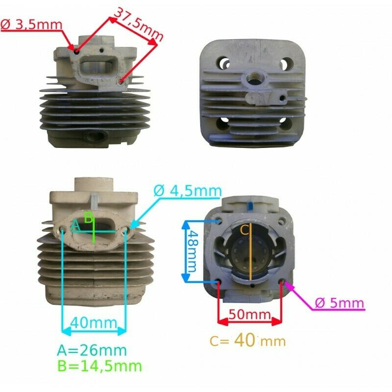 KIT CILINDRO E PISTONE COMPLETO DECESPUGLIATORE STIGA ALPINA B42 1E40F-5BAG Ø40