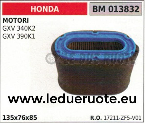 17211ZF5V01 FILTRO ARIA COMPLETO MOTORE HONDA GXV 340K2 390K1 135x76x85