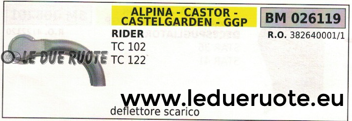 38264000011 DEFLETTORE SCARICO TRATTORINO RASAERBA CASTELGARDEN TC 102 122