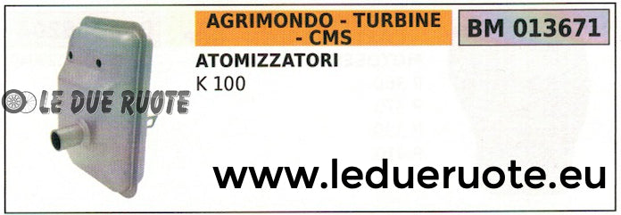 MARMITTA scarico silenziatore ATOMIZZATORE AGRIMONDO TURBINE CMS K100