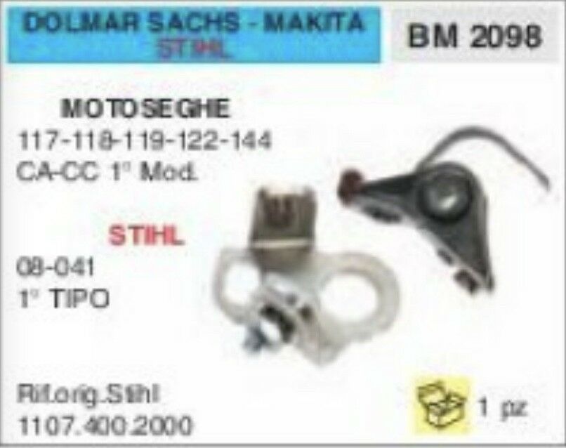 CONTATTI PUNTINE MOTOSEGA DOLMAR SACHS MAKITA 117 118 119 122 144 CA CC TIPO 1°