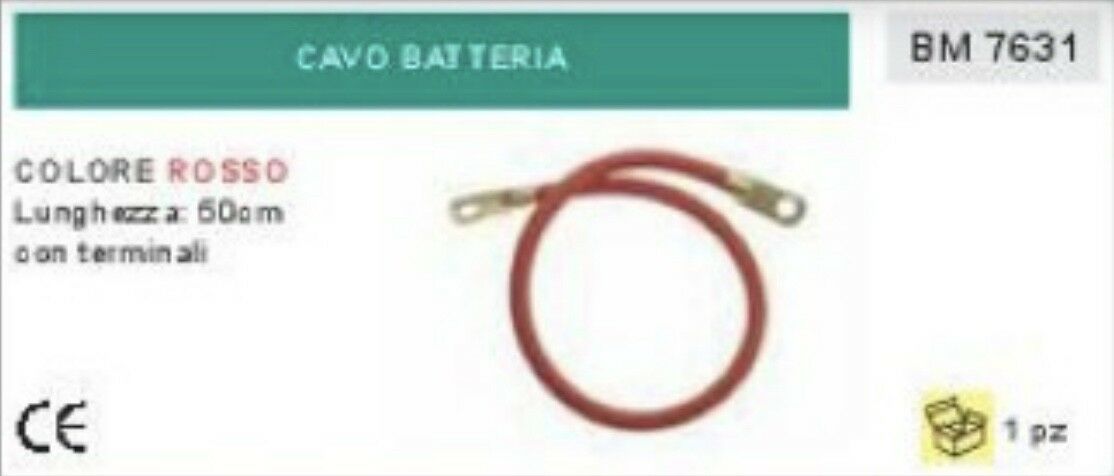 CAVO BATTERIA ROSSO CON OCCHI 50cm PER AUTO TRATTORE MEZZI AGRICOLI MACCHINA CEE