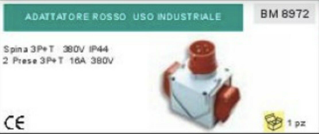ADATTATORE INDUSTRIALE SPINA 3P+T 380V 2 PRESE 380V 16A CEE IP44 PROFESSIONALE
