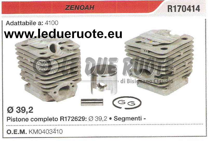 KM0403410 KIT CILINDRO E PISTONE ZENOAH 4100 MOTOSEGA Ø 39,2