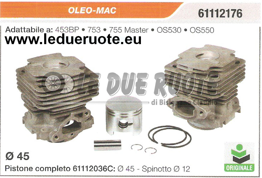 61112176 KIT CILINDRO E PISTONE OLEO-MAC 453BP 753 DECESPUGLIATORE ORIGINALE