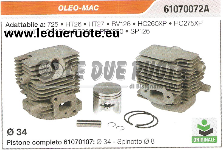 61070072A KIT CILINDRO PISTONE OLE-OMAC SP126 HC275XP DECESPUGLIATORE MOTOSEGA
