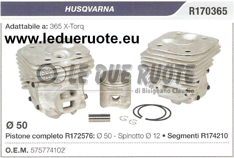 575774102 KIT CILINDRO E PISTONE HUSQVARNA 365 X TORQ MOTOSEGA Ø 50 SPIN 12