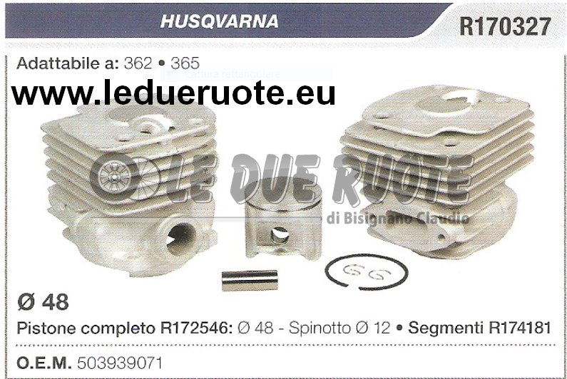 503939071 KIT CILINDRO E PISTONE HUSQVARNA 365 362 MOTOSEGA Ø 48 SPIN 12