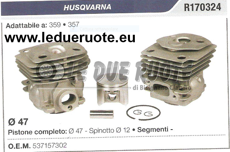 537157302 KIT CILINDRO E PISTONE HUSQVARNA 359 357 MOTOSEGA Ø 47 SPINOTTO 12