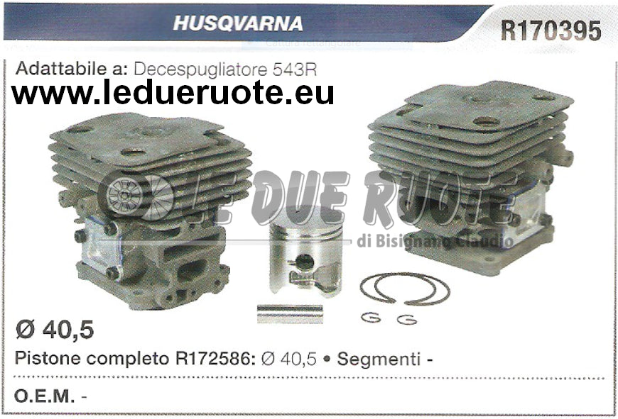 R170395 KIT CILINDRO E PISTONE HUSQVARNA 543R DECESPUGLIATORE Ø 40,5