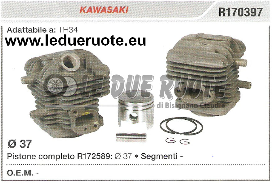 R170397 KIT CILINDRO E PISTONE KAWASAKI TH34 DECESPUGLIATORE Ø 37
