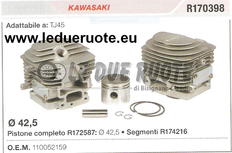 110052159 KIT CILINDRO E PISTONE KAWASAKI TJ45 DECESPUGLIATORE Ø 42,5